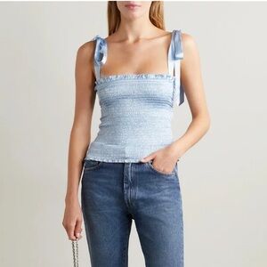 Reformation Pina Shirred Silk Top | Medium